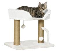 PawHut 42cm Indoor Cat Tree Kitty Play Tower w/Toy Balls, Jute Scratching Post