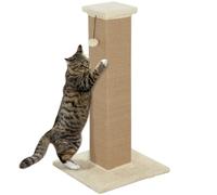 PawHut 81cm Cat Scratching Post w/ Sisal Rope, Hanging Ball, Soft Plush - Grey - Beige - Particle board, plush. Jute - 1