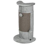 Pawhut Cat Scratching Post For Wall With Covered Plush Sisal Rope Toy Balls In Grey Grey