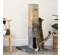 PawHut Cat Tree Scratching Post for Indoor Cats 79cm Jute Scratcher Climber w/Carpet Base Dangling Toy - Grey