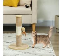 PawHut Cat Scratching Post with Jute Sisal Rope Toy Ball, 47cm, Tall Brown