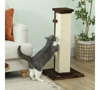 Pawhut Cat Scratching Post With Vertical Sisal Rope Ball Plush, 81Cm, Brown
