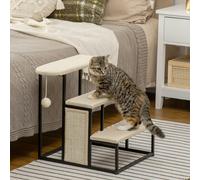 PawHut Cat Stairs Three Steps for Sofa Pet Steps W/Sisal Scratching Board, Toy B