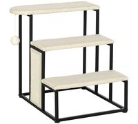 PawHut Cat Stairs w/ Sisal Scratching Board - Hanging Ball - Steel Frame - Cream | TJ Hughes