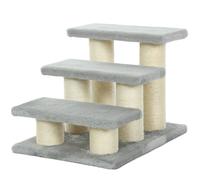 Pawhut Cat Steps 3 Stairs Deluxe Pet Portable Easy Climb Assistance Lightweight In Grey Grey