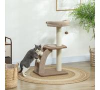 Pawhut Cat Tower With Sisal Scratch Post, Ball, Perch, Stairs, 88Cm, Brown
