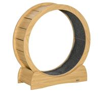 PawHut Cat Treadmill 30 Inch Kitten Wheel with Brake Natural Wood Finish