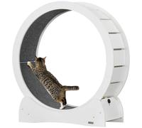 PawHut Cat Treadmill, 39.4" Wooden Cat Running Wheel with Brake PawHut White One Size