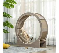 PawHut Cat Wheel with Brake, Scratching Pads - Walnut Brown