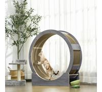 PawHut Cat Wheel for Indoor Cats, Cat Treadmill with Brake, Scratching Pads, Cat Exercise Wheel for Health - Grey