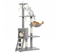 PawHut Cat Tree 134cm Cat Scratching Post Multi-Level for Kitten Grey