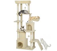 Pawhut 170 Cm Cat Tree, Large Cat Tower With 7 Scratching Posts, Beige Beige