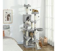 PawHut Cat Tree, 192 cm Multi-Level Cat Tower for Indoor Kittens - large cat tree - Particle Board, Plush, PP Cotton, Sisal - 48W x 48D x 192H cm