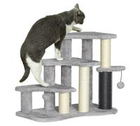 PawHut Cat Tree 2 in 1 Pet Stairs withScratching Tickling Post, Light Grey