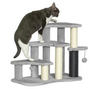 PawHut Cat Tree 2 in 1 Pet Stairs withScratching Tickling Post, Light Grey