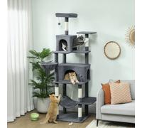 Pawhut Cat Tree, 202Cm Cat Tower With 2 Condos, 2 Hammocks, 2 Perches In Dark Grey Dark Grey
