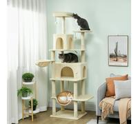 PawHut Cat Tree, 202cm Cat Tower with Condos, Hammocks, Perches，Beige