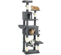 PawHut Cat Tree, 202cm Large Cat Tower for Indoor Kittens, Dark Grey