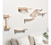 PawHut Cat Tree 4-Piece Wall-mounted Shelf Set Climbing Frame Activity Center