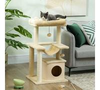 Pawhut Cat Tree, 90Cm Cat Tower With Sisal Scratching Posts, Beige