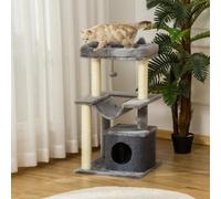 Pawhut Cat Tree, 90Cm Cat Tower With Sisal Scratching Posts, Grey