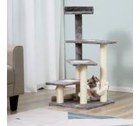 Pawhut Cat Tree Activity Center Kitten Climbing Tower Grey Scratching Post In Beige Beige