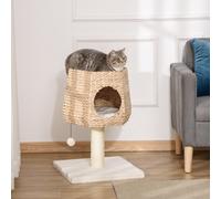 PawHut Cat Tree Activity Center with Cattail Fluff Bed Condo Sisal Post Ball