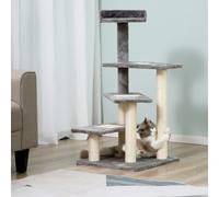 Cat Tree Activity Center Kitten Climbing Tower Scratching Post Plush Pawhut