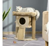 PawHut Cat Tree Activity Centre W/ Scratching Pad, Toy Ball, Cat House - Coffee