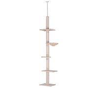 PawHut Adjustable 5-Tier Cat Floor to Ceiling Scratching Tree - Beige, Brown