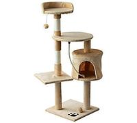 PawHut Cat Tree Beige, White 400 mm x 400 mm x 1140 mm