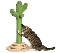 PawHut Cat Tree Cactus Sisal Scratching Post for Indoor Cats 32 x 32 x 60cm | Play Tower, Kitten Furniture, Hanging Ball, Interactive Fun Roller, Exerciser