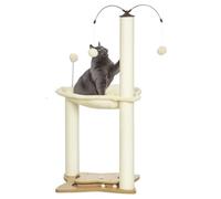 Pawhut 90Hcm Kitten Play Tower Cat Tree With Hammock, Scratching Posts In Beige Beige