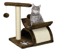 PawHut Cat Tree, Cat Tower for Kittens, Small Cat Condo with Rotatable Top Bar, Sisal Scratching Post, Tunnel, Dangling Balls - Brown