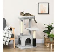 PawHut Cat Tree Climbing Activity Center W/ Scratching Massage Toy And Hanging Ball, Grey