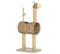 PawHut Cat Tree Cute Giraffe for Indoor Cats 48.5 x 34.5 x 101cm Beige | Kitten Play Tower, Scratching Posts, Tunnel, Toy Ball