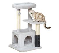 Cat Tree with Scratching Massage Toy Hanging Ball Grey