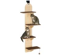 Pawhut 4-Level Cat Tree Door Mounted With Washable Plush Pads, Toy Ball In Light Oak Light Oak