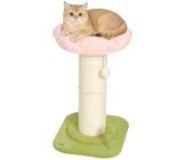 PawHut Cat Tree, Flower Cat Scratching Post with Thick Sisal Post, Pink | Kitty Activity Centre for Indoor Kittens, Dangling & Spring Balls, Bed, Stable Structure, Easy to Assemble