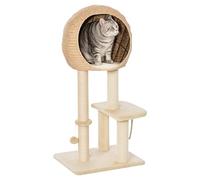 PawHut Cat Tree for Indoor Cats 100cm Kitten Climbing Tower Activity Center with Sisal Scratching Post Condo Perch Hanging Balls Teasing Rope Toy Cushion