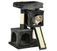PawHut Cat Tree for Indoor Cats 83cm Cat Scratching Post Scratch Board Kitten Tower Climbing Frame Black Black