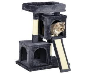 PawHut Cat Tree for Indoor Cats 83cm Cat Scratching Post Scratch Board Kitten Tower Climbing Frame Black