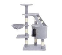 PawHut Cat Tree for Indoor Cats Climb Activity Center Play House 125cm Grey | Kitten Scratching Post, Scratch Scratcher, Pet Furniture