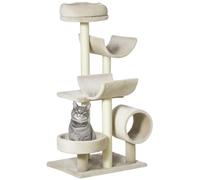 PawHut Cat Tree for Indoor Cats with Scratching Post Perch Tunnel Beige