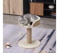 PawHut Cat Tree for Indoor Cats Kitten Tower Activity Center Climbing Stand Furniture with Scratching Posts Dangling Ball Perch Beige