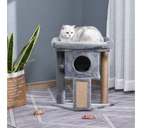Pawhut Cat Tree For Indoor Cats Kitten Tower Climbing W/ Jute Scratching Pad In Grey Grey