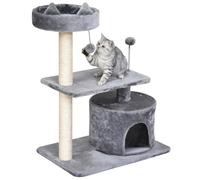 PawHut Cat Tree for Indoor Cats Scratching Post Grey 60L x 40W x 81H cm