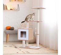 PawHut Cat Tree for Indoor Cats Scratching Post Kitten House Condo Activity Center w/ Cushion Hanging Toy Multi-level