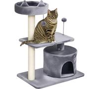 PawHut Cat Tree for Indoor Cats with Scratching Post Climbing Tower Kitty Activity Centre Condo Perch Jumping Platforms Beige 60L x 40W x 81H cm Grey