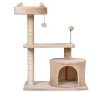 PawHut Cat Tree for Indoor Cats with Scratching Post Climbing Tower Kitty Activity Centre Condo Perch Jumping Platforms Beige 60L x 40W x 81H cm Beige